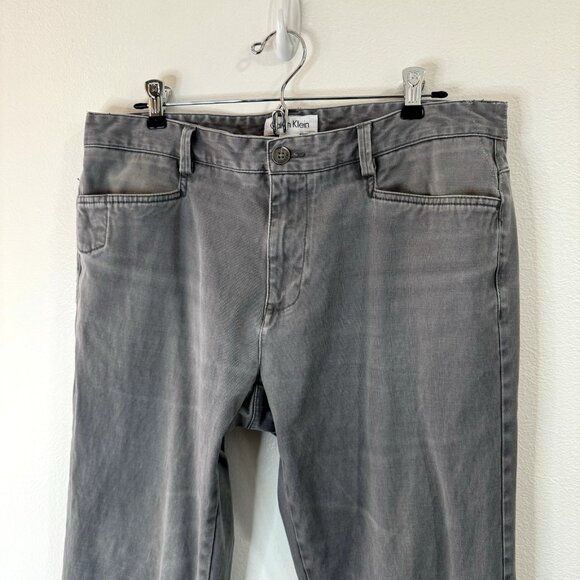 Calvin Klein Pants Jeans Mens Size 33 x 30 Gray Distressed Straight Ankle - Picture 2 of 13